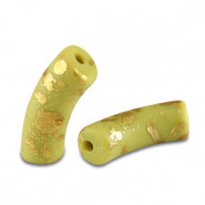 Acrylic Tube bead 34x11mm matt Lime green-gold